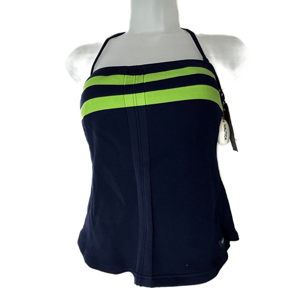 Nautica Black Tankini with Lime Green Stripes - Picture 3 of 16